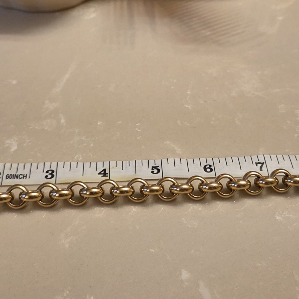 Heavy Solid 18k Yellow Gold Rolo Link Bracelet By UNOAERRE - Picture 7 of 10
